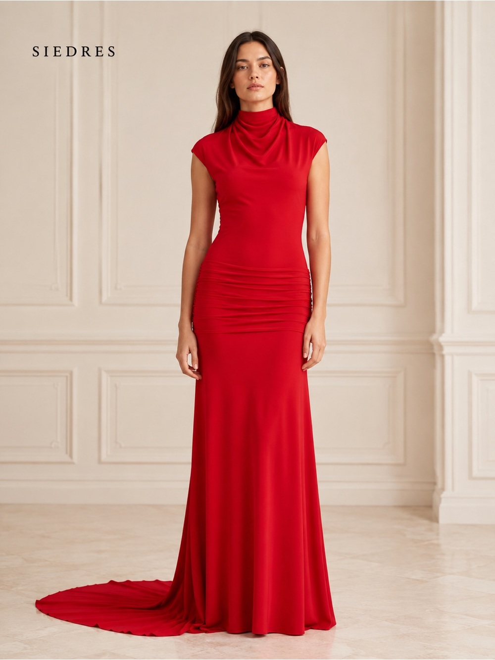 NWT SIEDRES Flek Red Open Back Jersey Maxi Dress XS